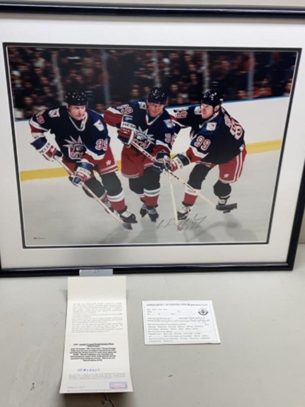 Wayne Gretzky signed New York Rangers Triple Exposure Photo Frame w/COA 62/199